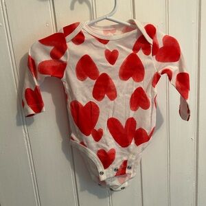 Carters 3m red & white Heart long sleeve onesie